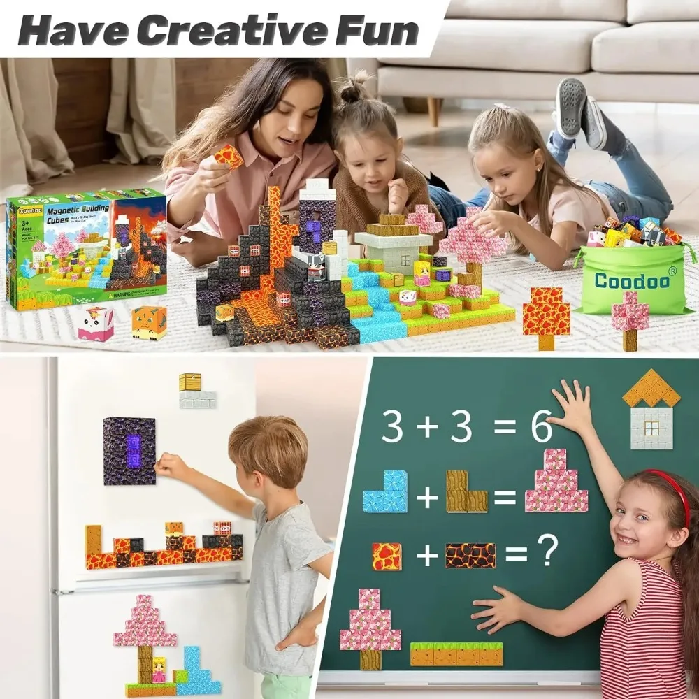STEM – ensemble de blocs de construction de noël, jouets magnétiques, briques du monde de Mine, Cube aimant Magma, jouet éducatif pour enfants, bricolage