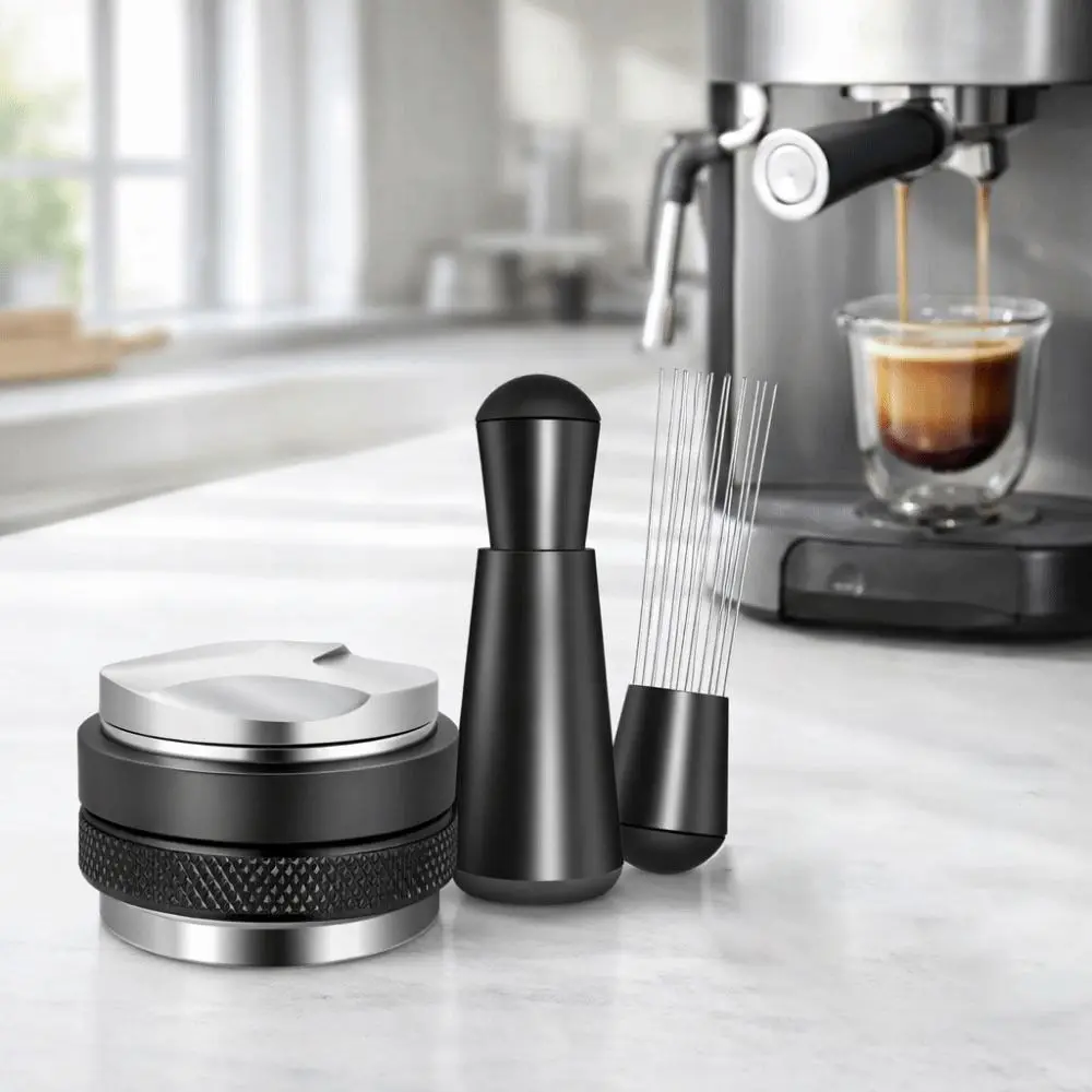 51/53/58 MM Espresso Accessories Kit Stainless Steel Base Constant Pressure Coffee Powder Press Dosing Funnel Save Effort