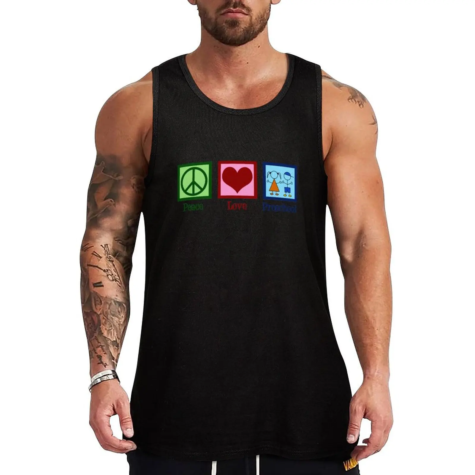 Peace Love Preschool Tank Top Graphic Print Tank Top Casual Sleeveless Novelty Shirt