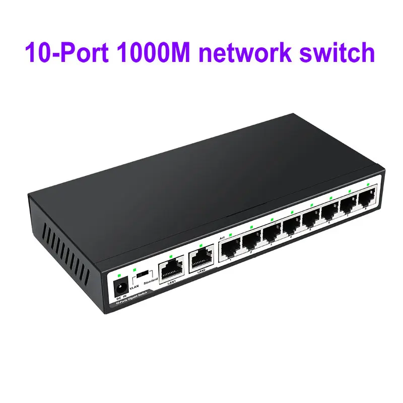 1000 Mbps Switch 10 Ports Gigabit Network LAN RJ45 Hub Smart Ethernet Switcher 5V for IP CCTV Camera/WiFi Router