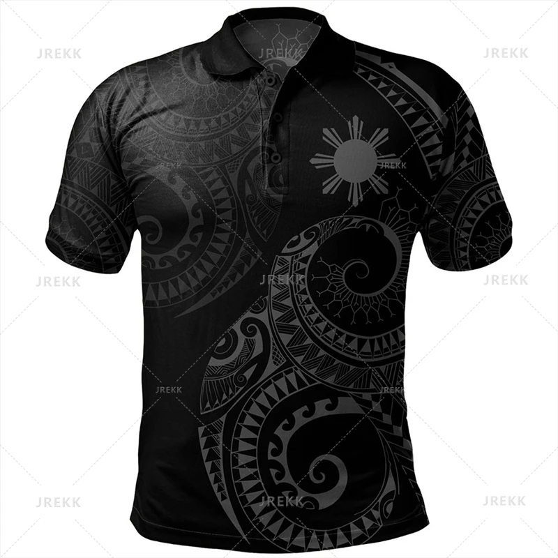 Vintage 3D Philippines Tribal Polynesian Patterns Print Koszulka polo Proud To Be Philippines Graficzne koszulki polo dla mężczyzn Topy polo