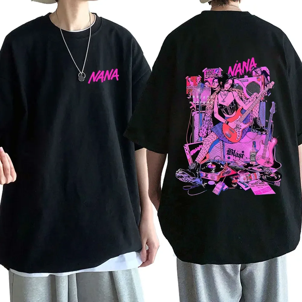 Anime Nana Osaki Black Stones Graphic T-shirt Mens Soft Cotton Casual Short Sleeve Oversized T-shirts Harajuku Streetwear Unisex