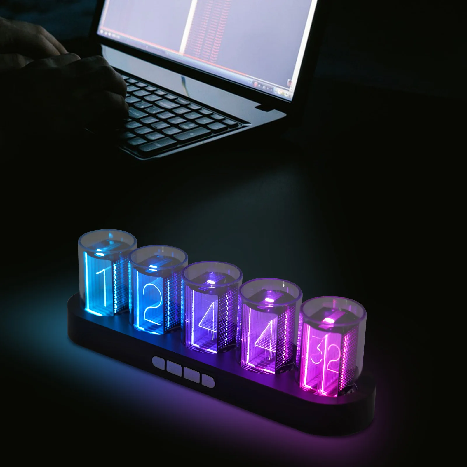 LED Imitation Nixie Digital Tube Clock 16 Million Colors Creative Clock for Decoration