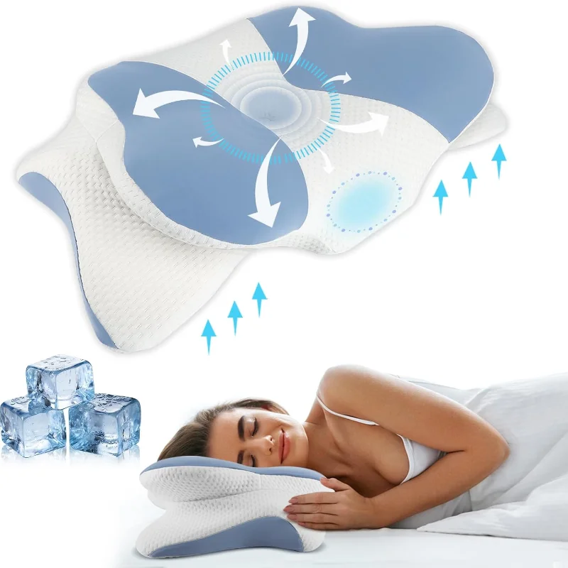 2024 Nuovo cuscino cervicale ergonomico in memory foam, supporto per collo e spalle, regolabile per chi dorme dello stomaco laterale