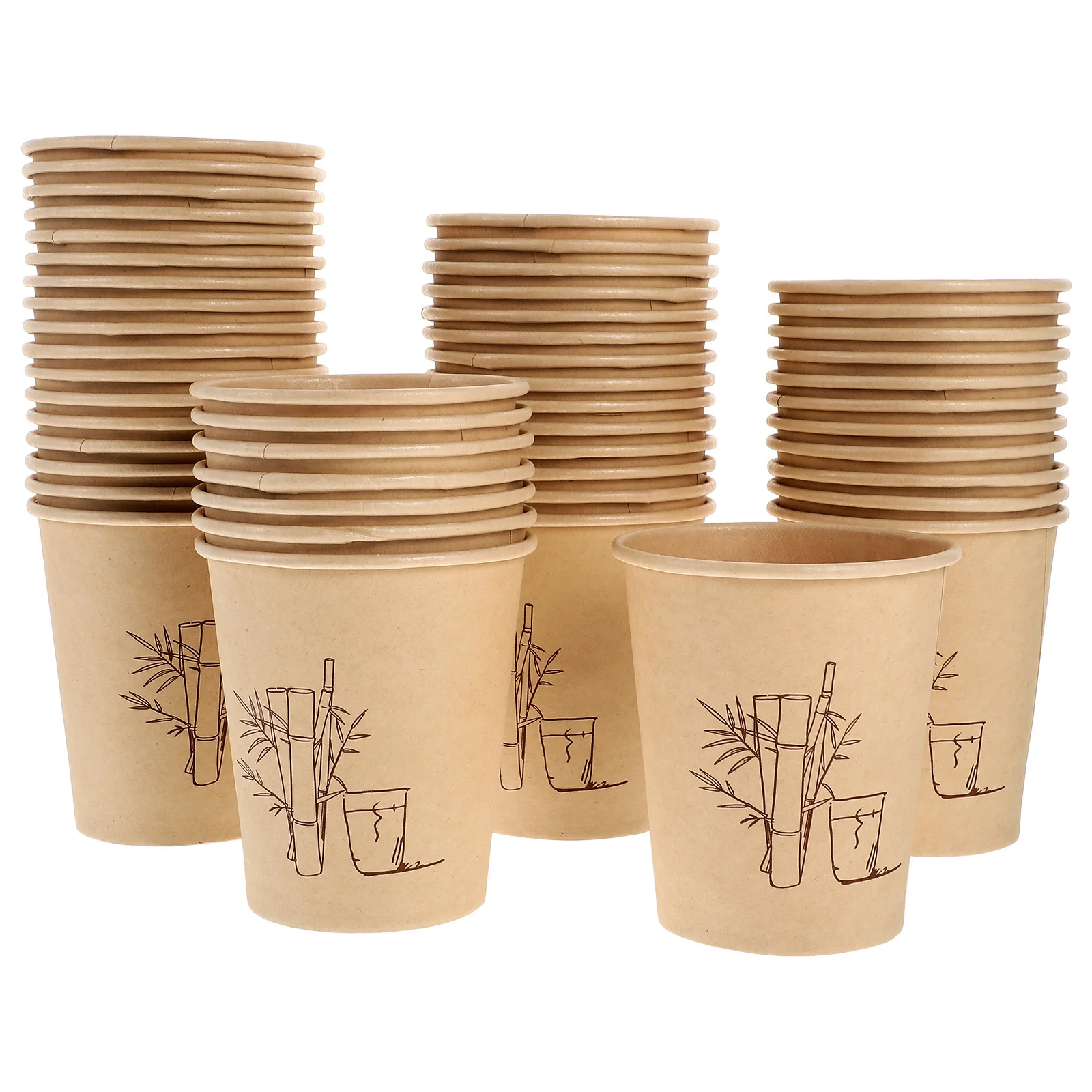 

150Pcs Bamboo Fiber Paper Disposable Coffee Cups Heat Resistant Multi Use Beverage Cups for Office Party Outdoor Use