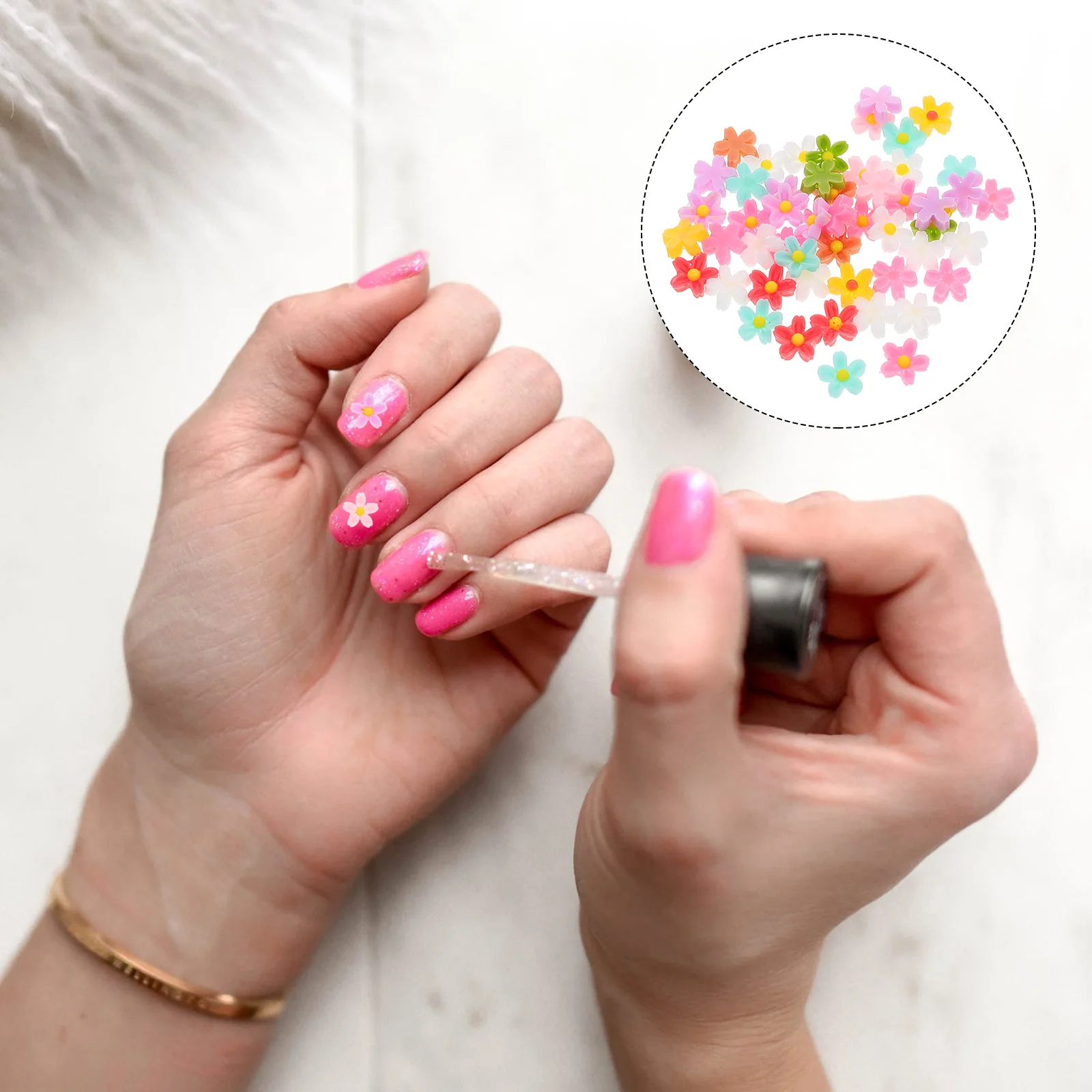 

50 Pcs Earrings Five-petal Flower Resin Accessories Daisy Cabochon Cherry Mini Nail Charms Button Craft Cute for Jewelry Making
