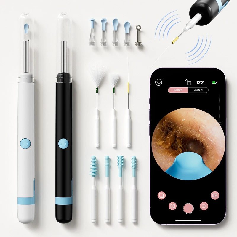 WIFI Otoscope Camera Vibrating Silicone Ear Massage Stick HD1080P 4.2mm Visual Ear Picker Ear Cleaner Endoscope Ear Wax Cleaning