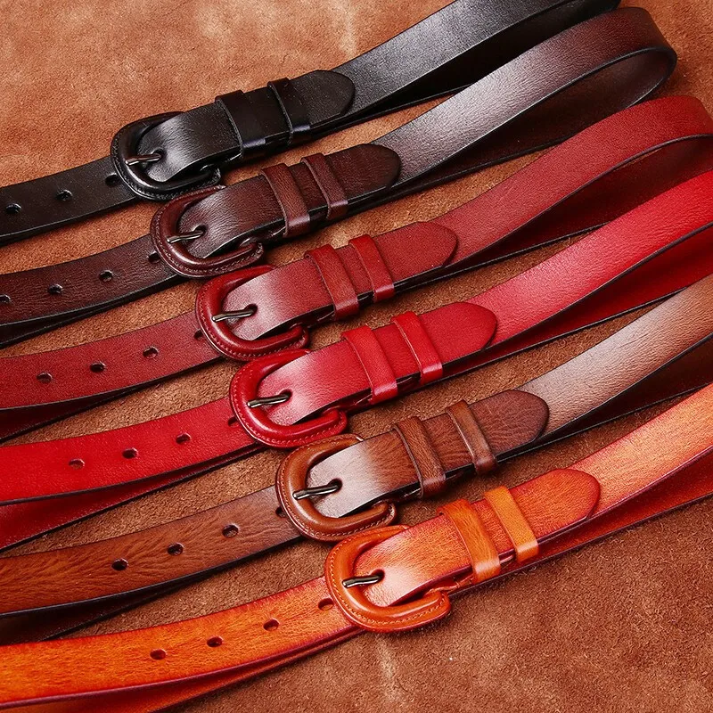 Women's leather belt with pin fashionable simple and versatile casual top layer for women