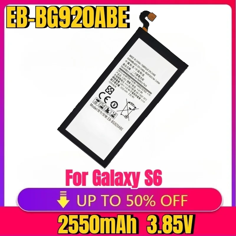 

New High quality replaceable Battery 2550mAh EB-BG920ABE Battery For Galaxy S6 Mobile Phone Batteries