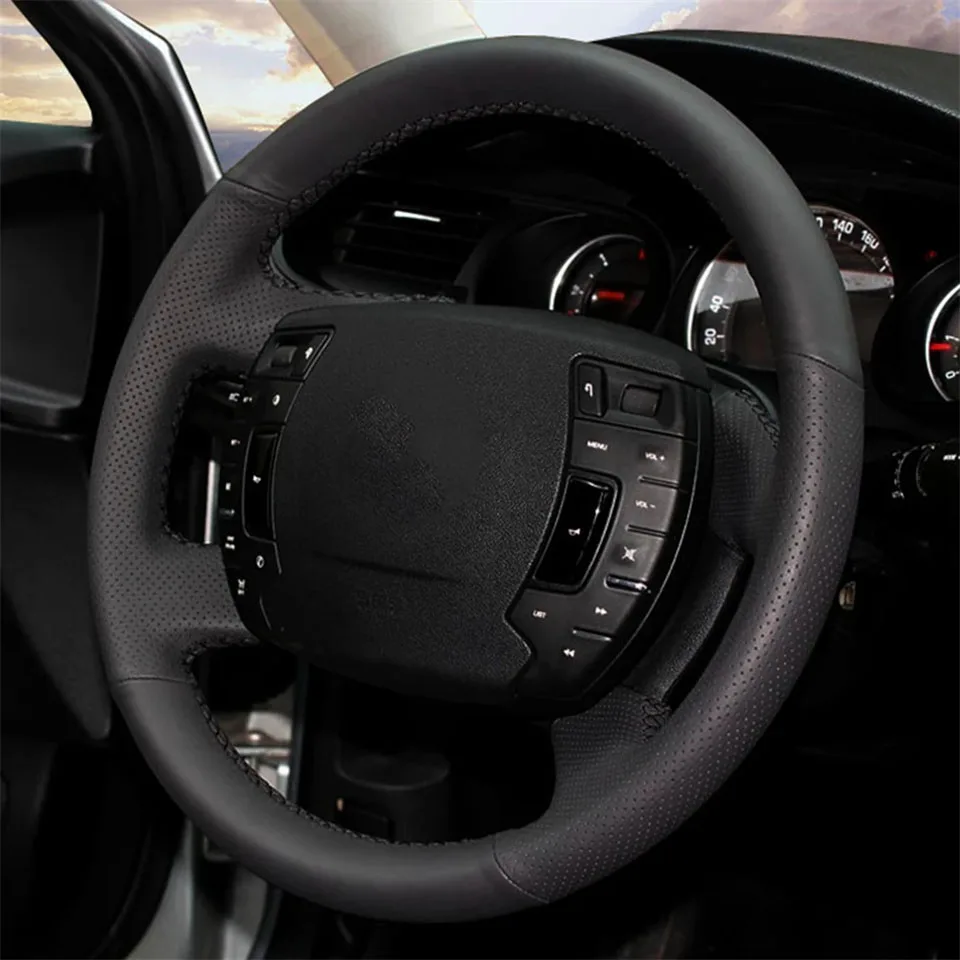 DIY Black Faux Leather Car Accessories Steering Wheel Cover For Citroen C5 2008 2009 2010 2011 2012 2013 2014 2015 2016 2017