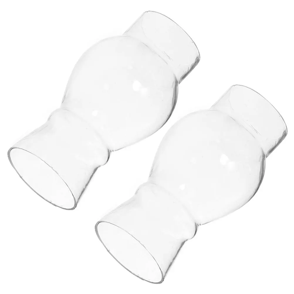 

2Pcs Vintage Oil Lamp Chimney Clear Glass Cover Replacement Lamp Shade Retrofit Accessory for Small Oil Lights