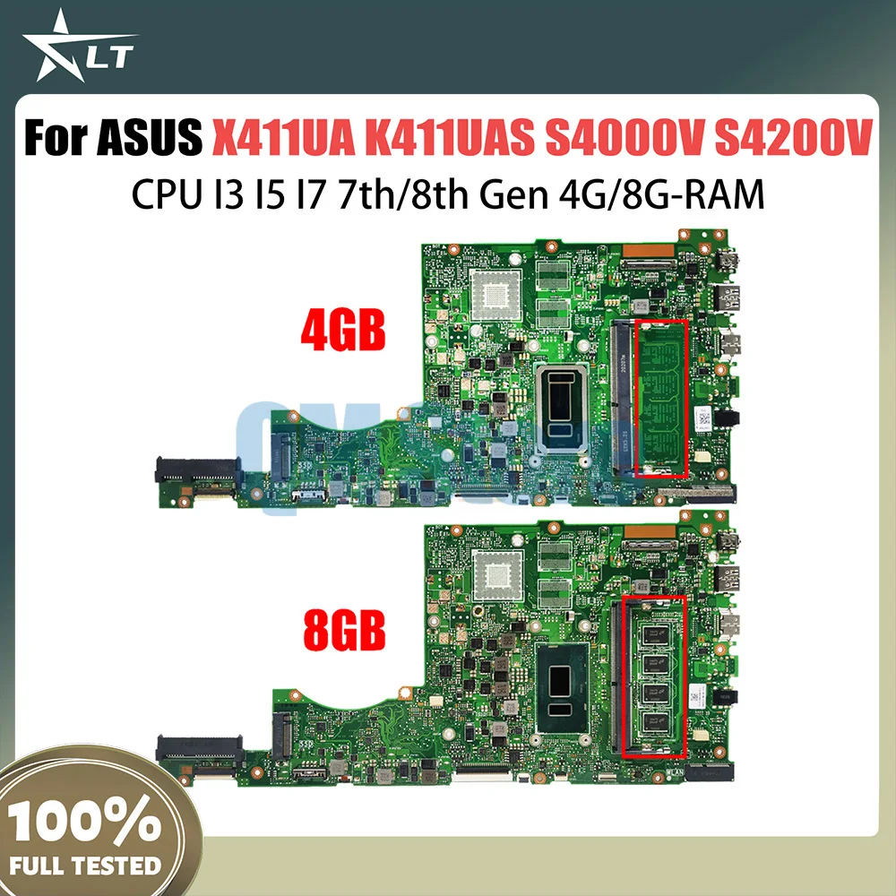 

X411UA Mainboard For ASUS Vivobook 14 K411UAS S4000V S4200V A411U K411U F411U Motherboard CPU I3 4G RAM