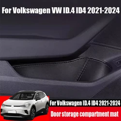 Door slot storage box mat made of leather material door armrest anti dirt pad for Volkswagen VW ID.4 ID4 2022 2023 2024