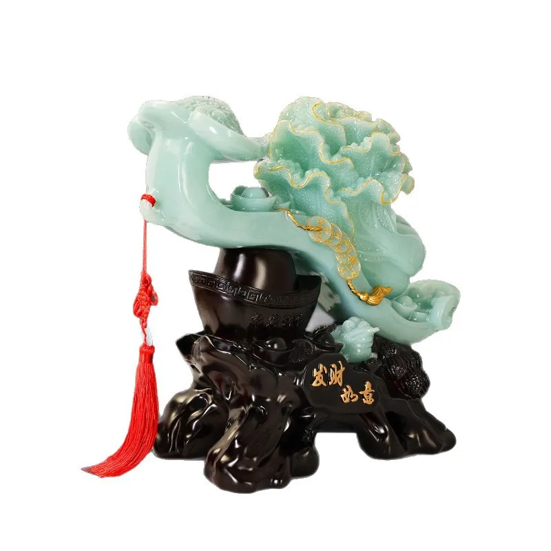 Adorno de Col de Jade Baicai Ruyi, Regalos de Buena Suerte para la Inauguración, Decoraciones Prácticas y Elegantes