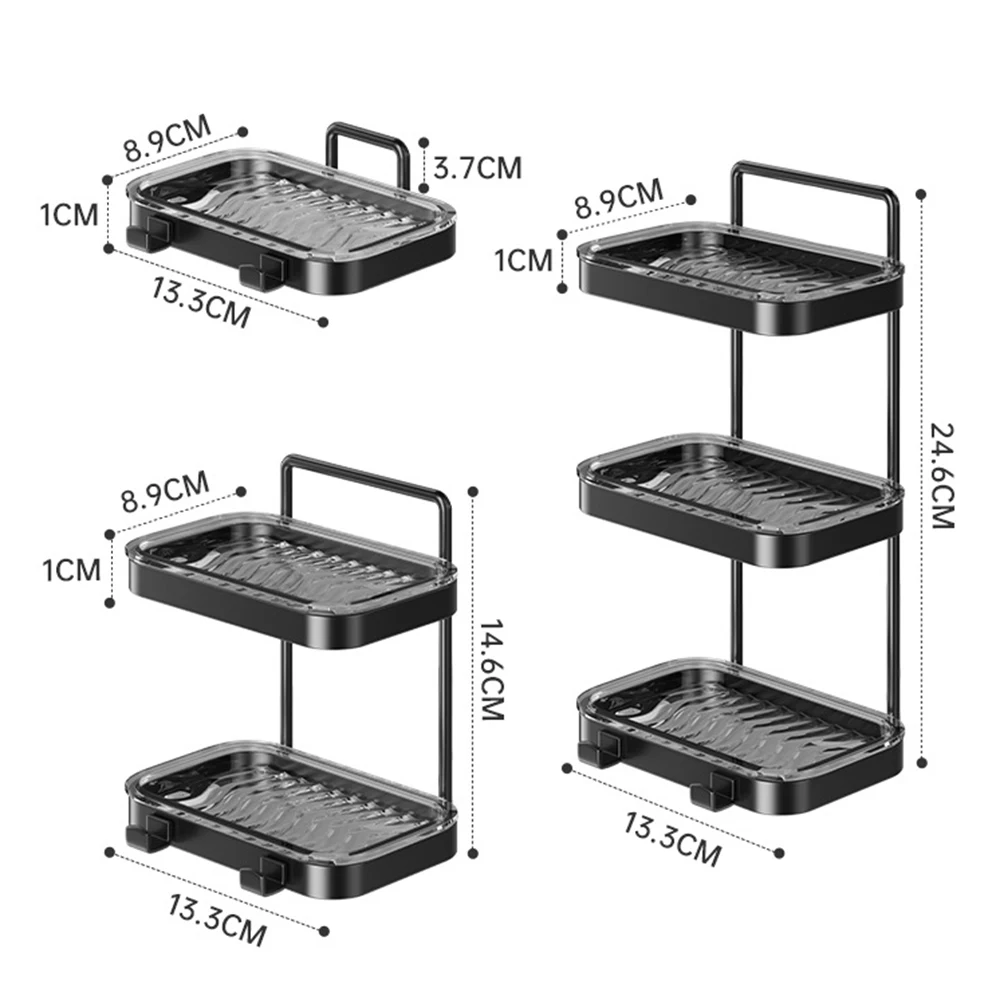 Space Aluminum Bathroom Soap Box No-drill Storage Rack Bathroom Soap Box Wall Mounted Soap Dish for Convenient Cleaning