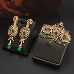 Chic Morocco Rhinestone Brooch Pin Palted Gold Color Water Drop Crystal Brooch Ethnic Middle East Wedding Jewelry Bijoux Bridal