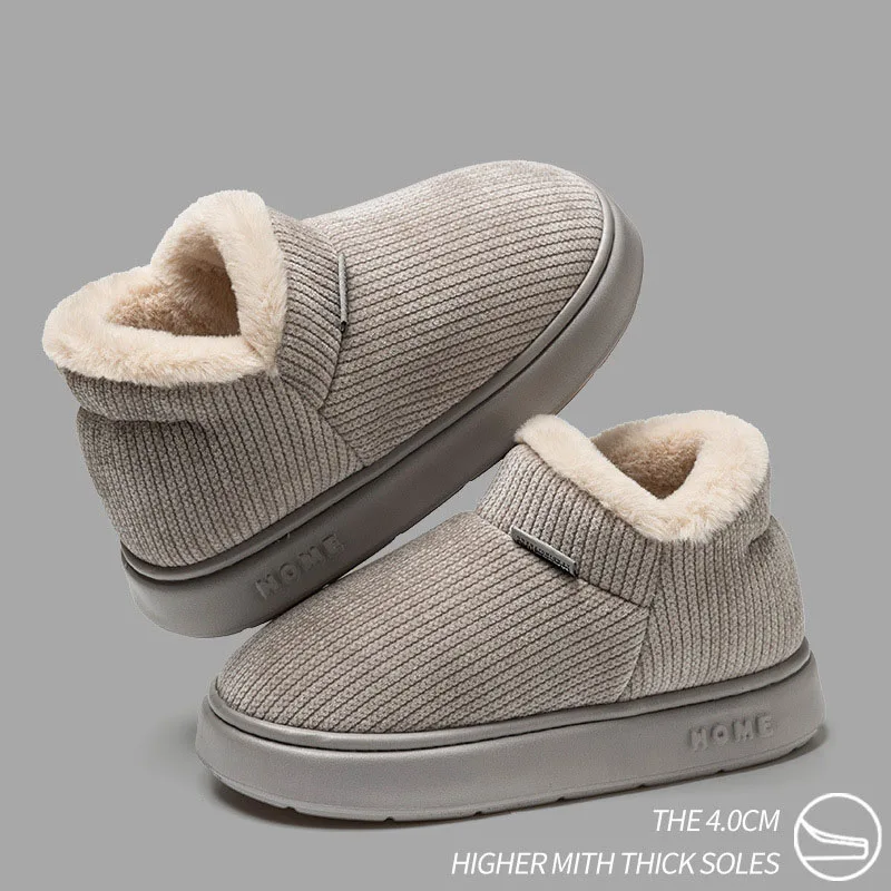 شباشب قطنية نسائية شتوية أحذية منزلية غير رسمية للرجال في الهواء الطلق مضادة للانزلاق أحذية قطنية دافئة من القطيفة للنساء أحذية الثلوج للزوجين