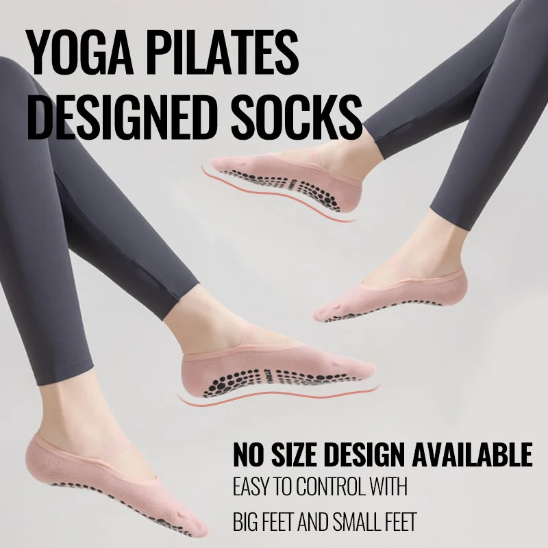 MiiOW Rückenfreie Yoga-Socken, Silikon, rutschfest, Pilates-Socken, Grip, No-Show-Ballett-Tanzsocke, Baumwolle, professionelle Indoor-Fitness-Socken