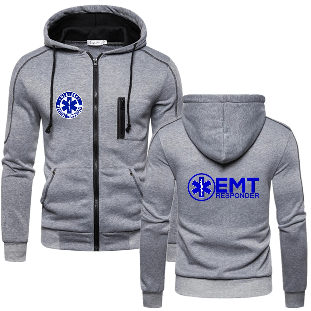 EMT Paramedic Emergency Medical 2023 New Men's fallow Sweatshirts Zipper Hoodie male High quality Solid Color Harajuku coat