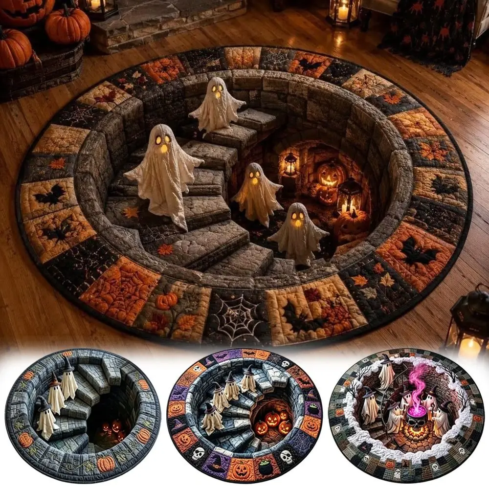 Crystal Velvet Optical Illusion Doormat Anti-Slip Backing 3D Visual Effect Round Floor Mat Round Shape Door Rug