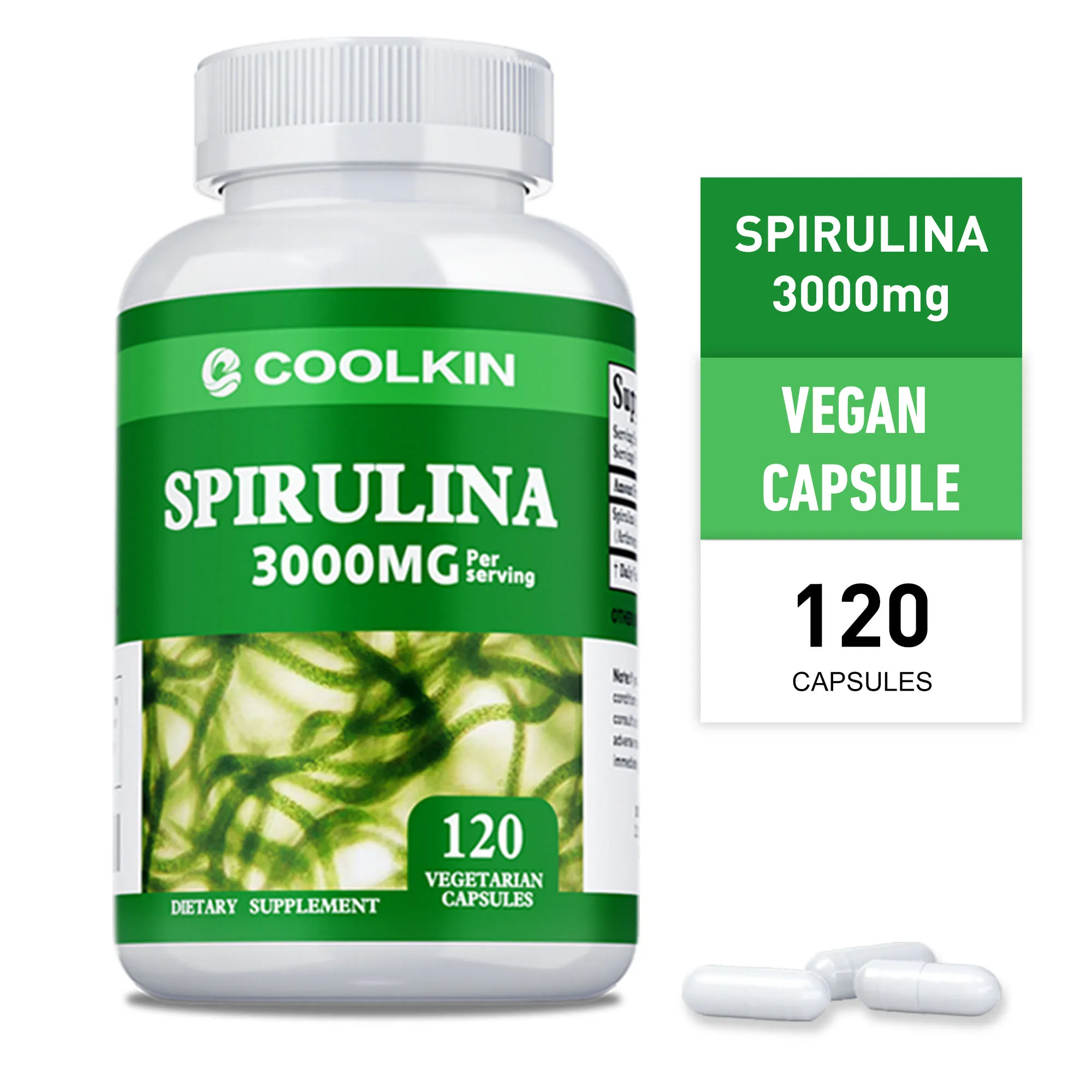 

Spirulina – Heart Support Cardiovascular Eye & Brain Health, Green Superfood - 120 Capsules