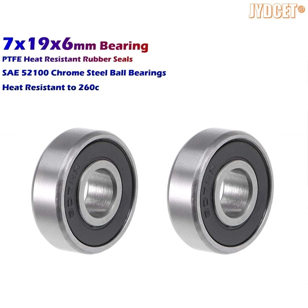 

607-2RS Deep Groove Ball Bearing, 7x19x6mm Miniature Bearing, Double Rubber Sealed Ball Bearing Pre-Lubricated Chrome Steel