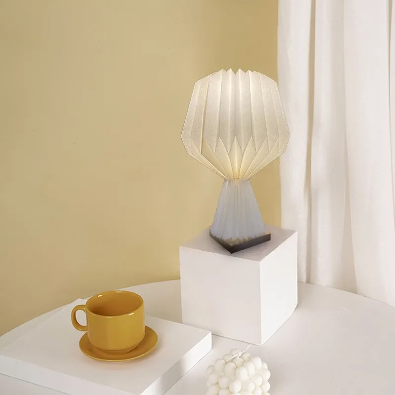 

Origami DIY geometric lampshade simple design paper table lamp skirt hem lamp DIY lampshade lamp