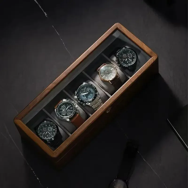 

Solid Wood Watch Box Storage Case Transparent Skylight Watch Box Organizer for Men Mechanical Wrist Watches Display Collection