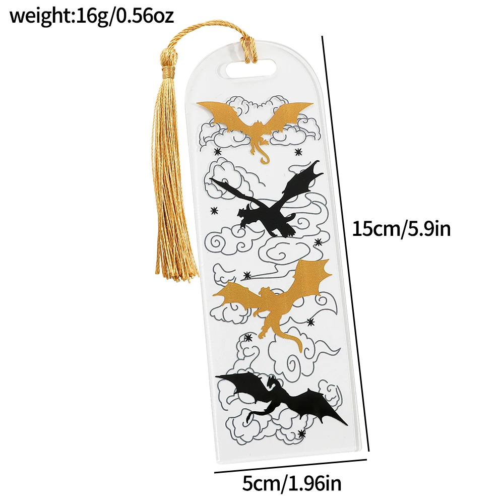 Fourth Wing Bookmark - Story Bookmark of Dragon Knight - Acrylic Fringe Bookmark Reading Supplies - Gothic Dragon Bookmark