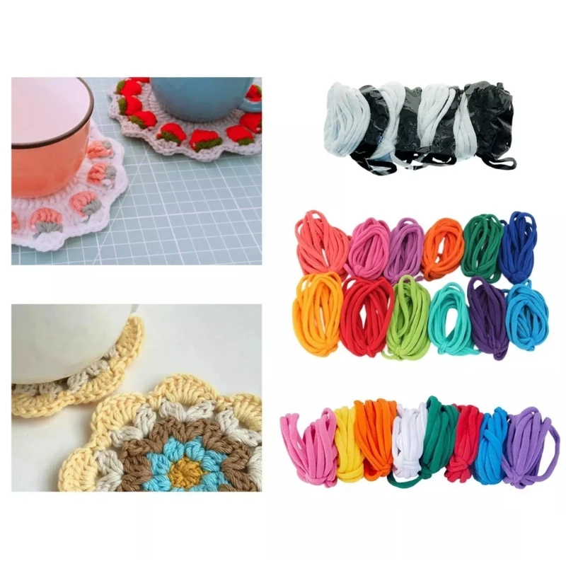 96/192Pcs Colorful Elastic String for Weaving Cup Coasters Handbag Purse Stretchy Finger Stress Relief Toy for Kid Adult