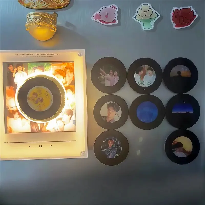 IN STOCK NFC Sensing Song Player With 9 empty discs&Night Light Automatic Singing Refrigerator Magnetic Rotary Disc Machine Gift