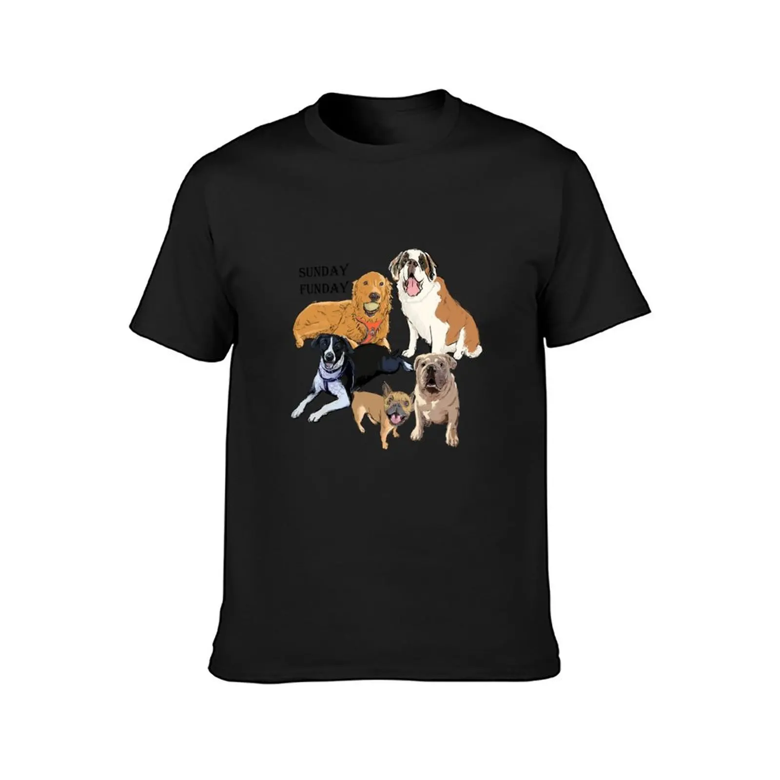 Sunday Funday Dogs T-Shirt graphics oversized for a boy plus sizes funny t shirts for men