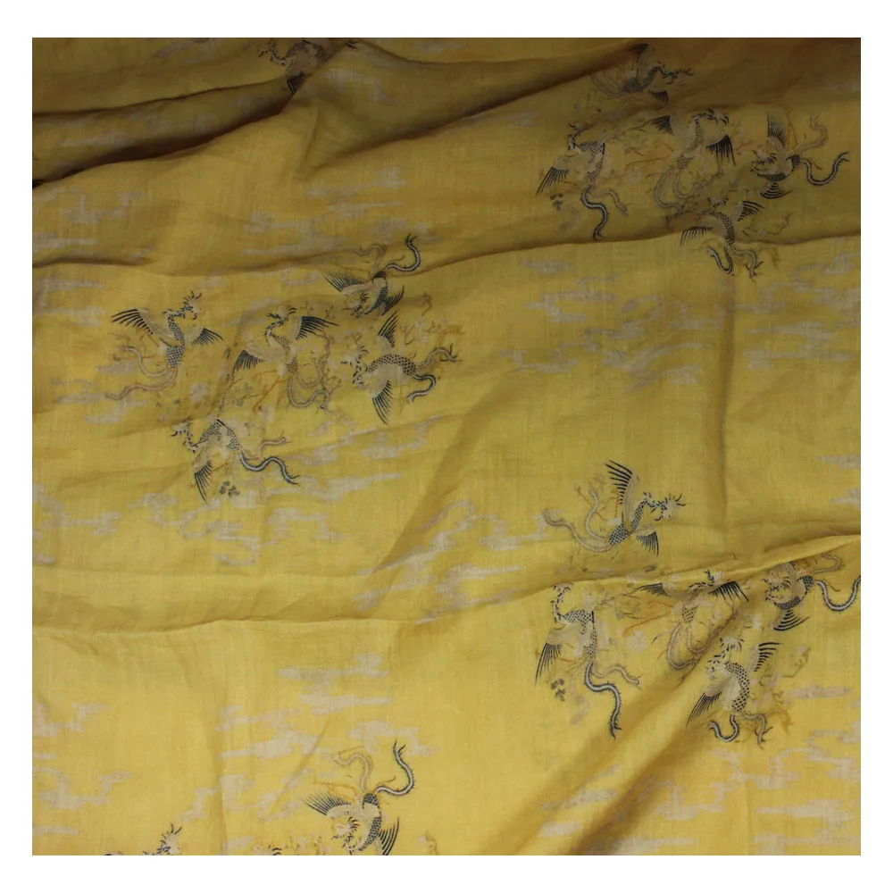 

1 ярд, новый тип ткани с принтом Феникса, модная летняя одежда, платья и рубашки, материал, высококачественная чистая ткань рами