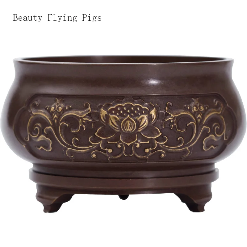 

4INCH Upscale pure copper lotus incense burner for home offerings, Xuande stove, and decoration of thread incense incense burner