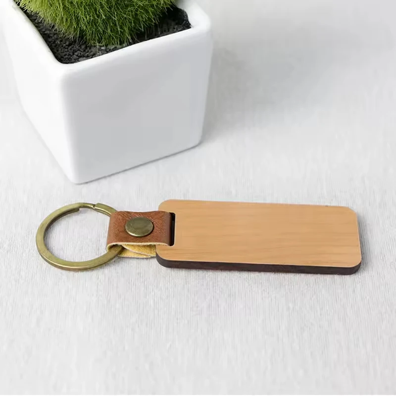 40Pcs Wood Keychain Blank Collection, Rectangle Blank Wooden Key Tags for Holiday Gifts