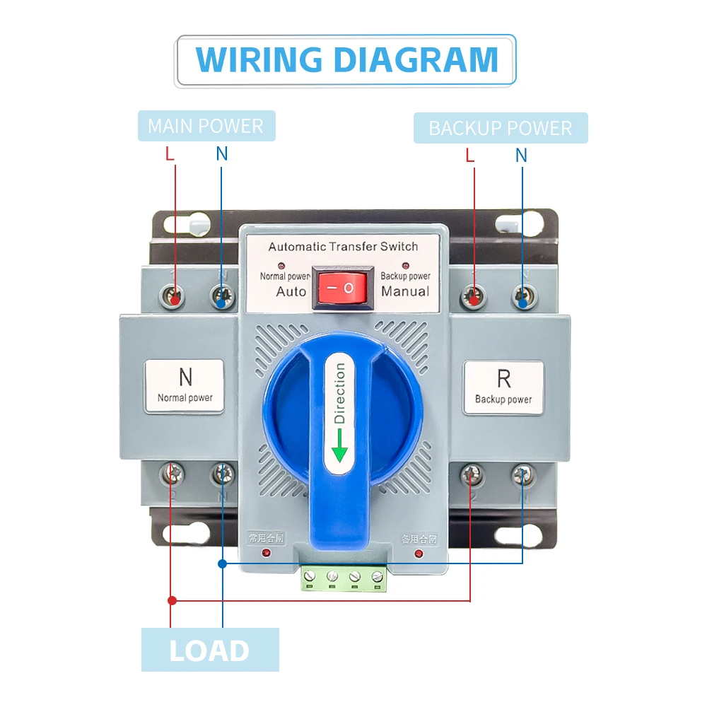 Professional Factory Supplier Double Power CB Level 2 Pole  63 Amps Generator Automatic Transfer Switch ATS