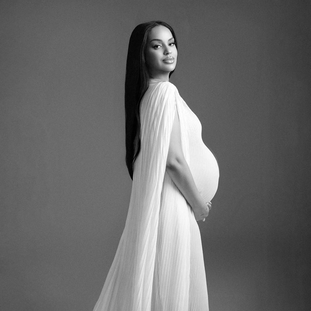 

Maternity Photography Props Flowy Cape Sleeve Gown Dynamic Posing Dress Pregnant Women Picture Shooting Clothes