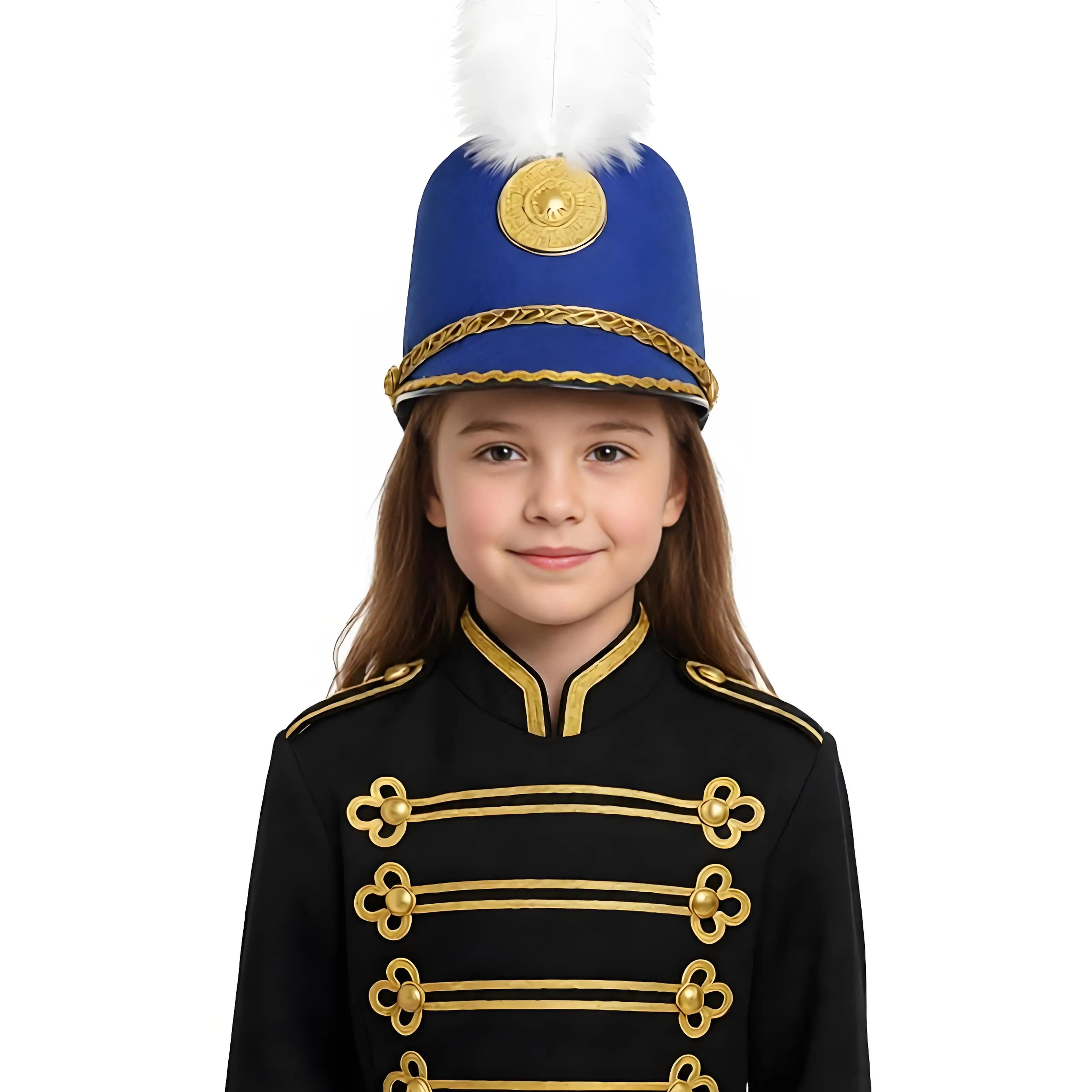 2pcs Drum Band Major Hat Soldier Confetti Cap Adult Teen Marching Band Drummer Circus Cosplay Costume Hat Stage Performance