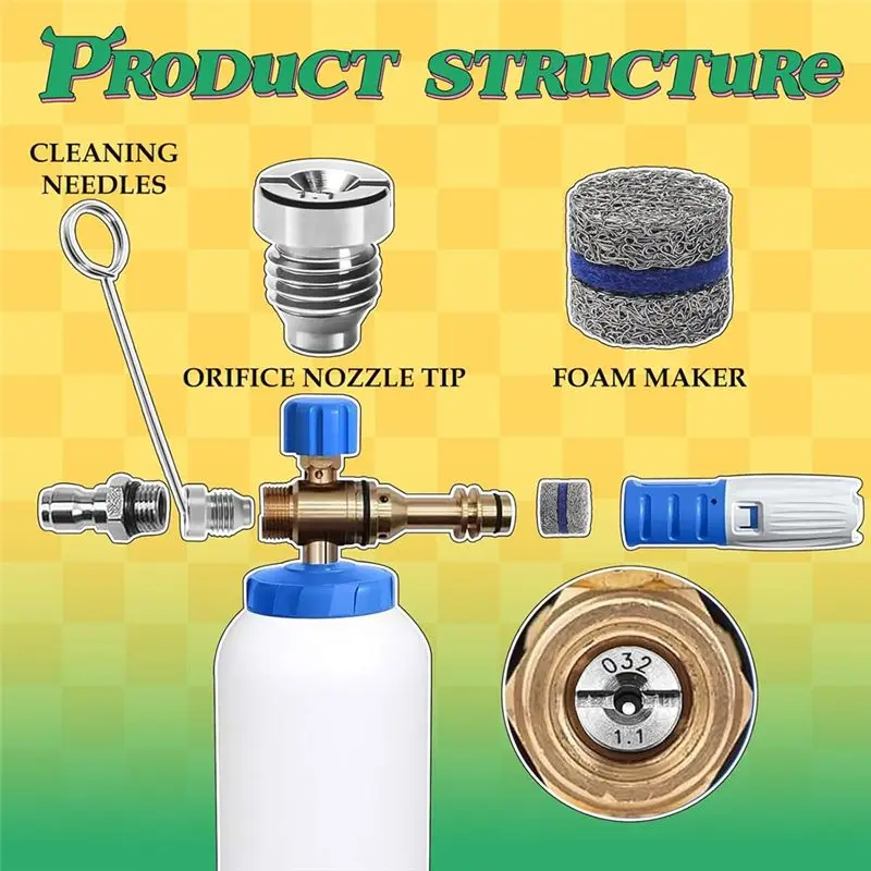 Cannon Nozzle Kit Forfoam Cannon Replacement Threaded Nozzle Tip Andmesh Filter Withcleaning Tool A