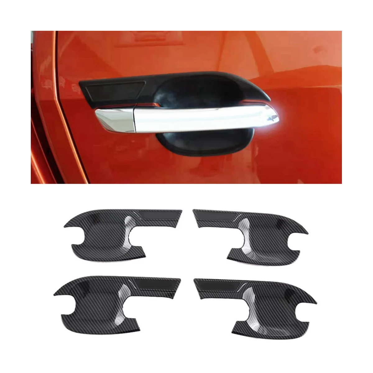 4Pcs Car Outer Door Handle Bowl Trim Cover for ISUZU D-MAX 2019-2023 Door Bowl Decor Sticker Exterior Accessories Carbon