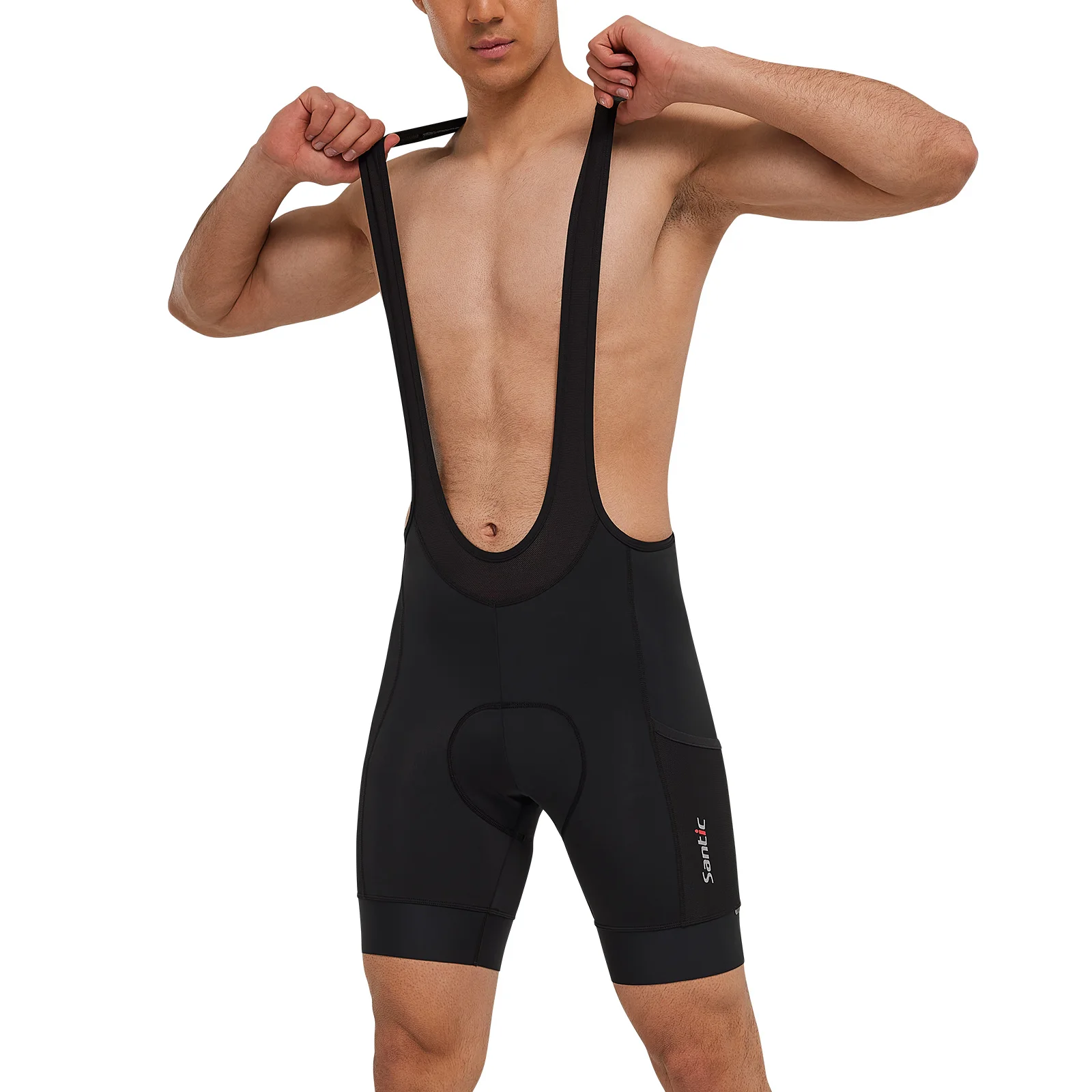 Santic Men Cycling Bib Shorts 4D Cushion Padding Cycling Bottom Bib Shorts Long Distance MTB Padded Shorts Tights Slim Fit