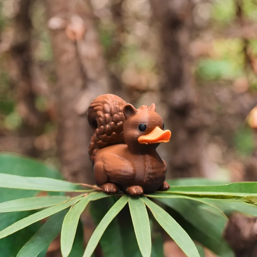 A creative squirrel and duck ornament for Christmas and holiday decoration.