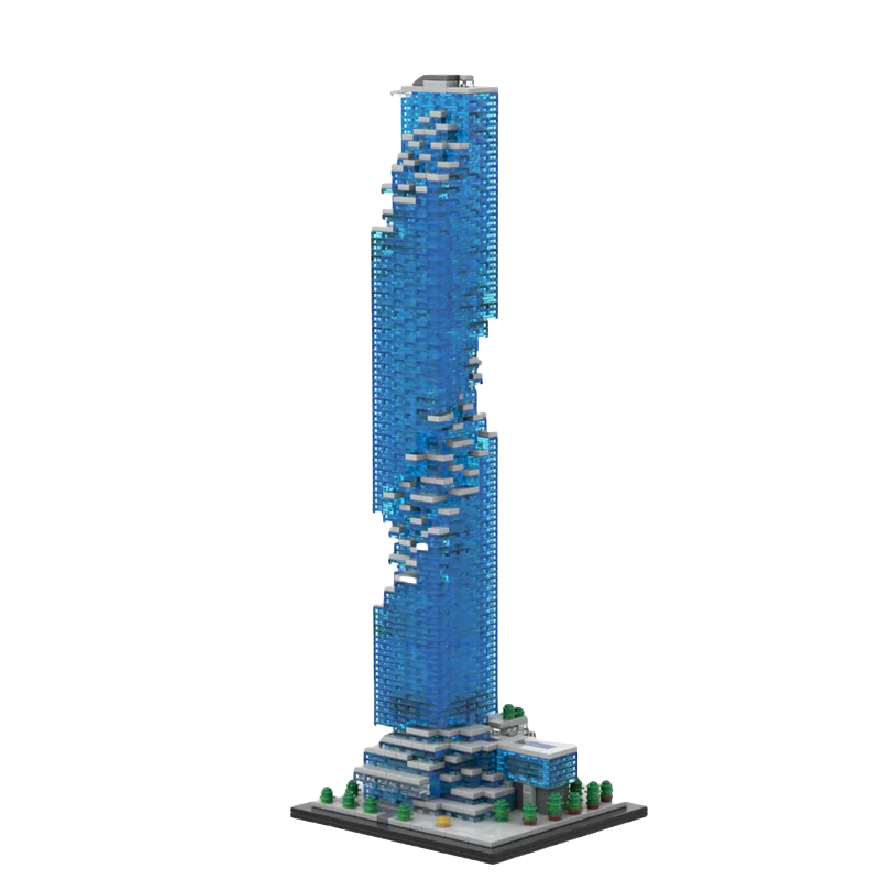 Custom MOC Building Blocks Toy Skyscraper Series Model Bangkok 1:800 scale model 1839pcs Creative holiday gift