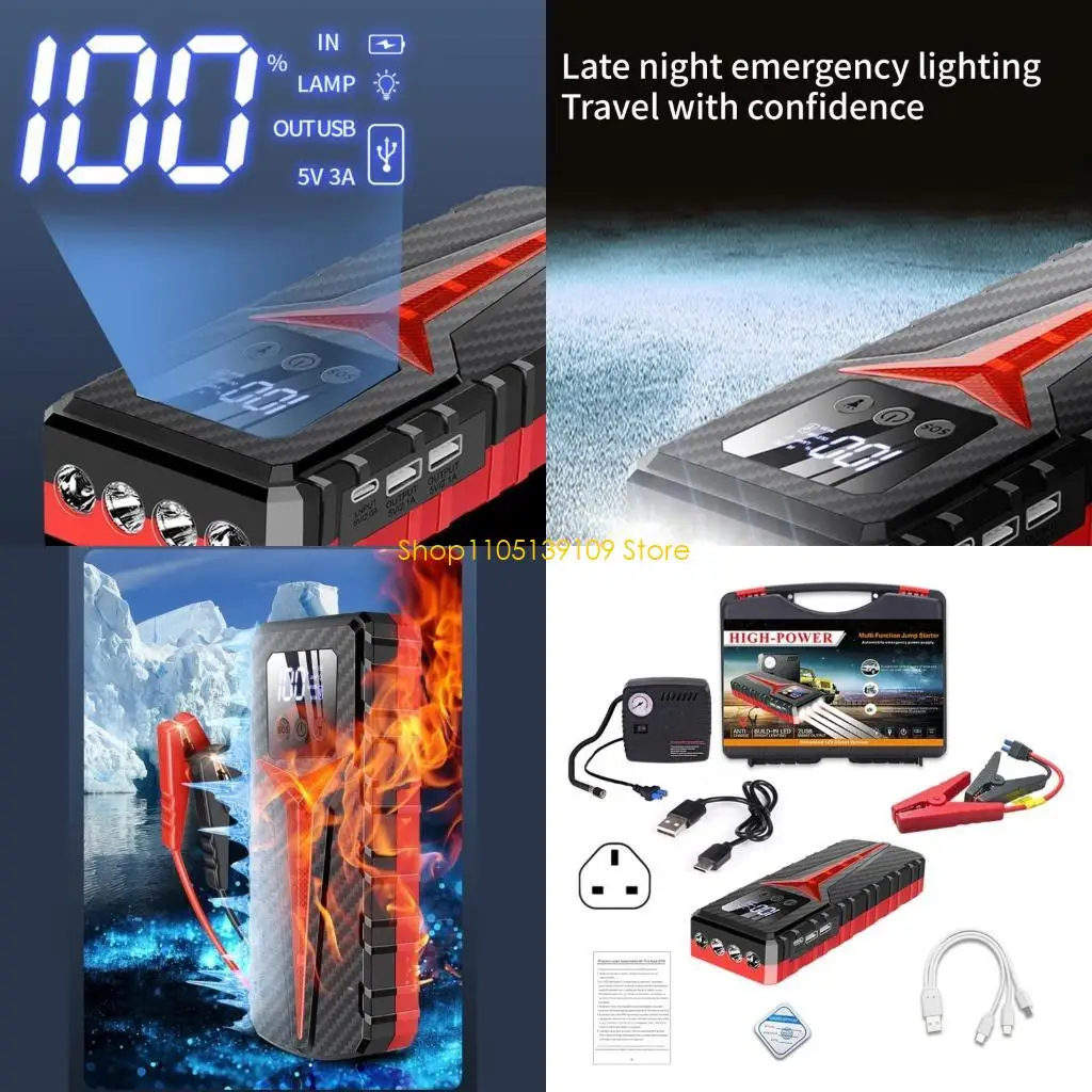 Reliable Car Starter Convenient Auto Car Jump Starter 8000A Battery Power Bank Compact for 12V Models Never Get Stranded Again