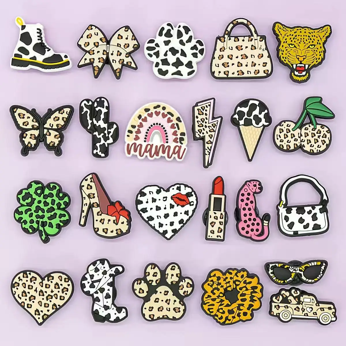 16-100PCS Popular Leopard Print Collection Shoe Charms For Sandals,Shoe Decoration Accessories Shoe Pins Great Gift For Men Wom