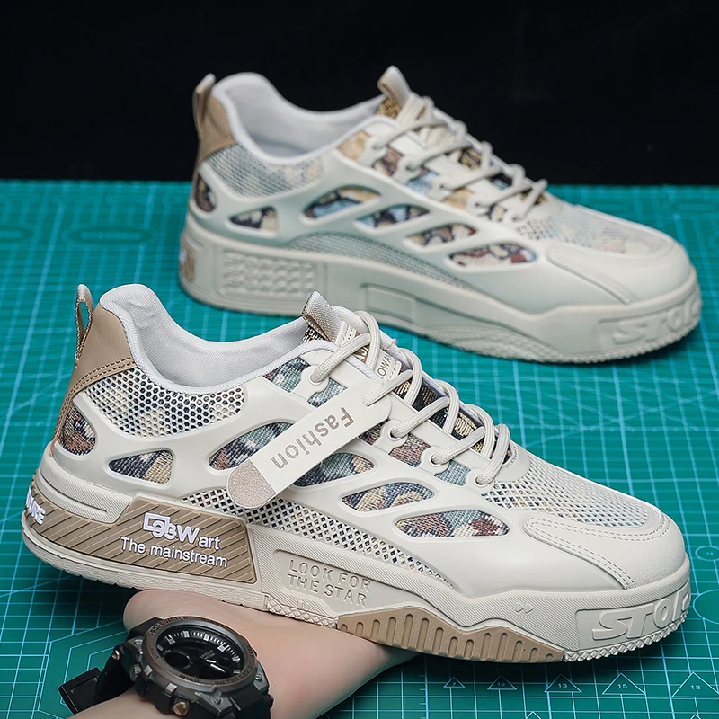 

Летняя дышащая универсальная повседневная обувь с сеткой, нескользящая и прочная парусиновая обувь на платформе для мужчин, повседневная спортивная обувь