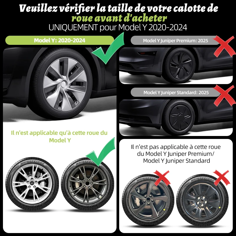 CFTGIW Protecteur Jante 21 Pouces Model Y Performance – Noir Mat Anti-Rayures, Set 24 Pièces 2021-2023