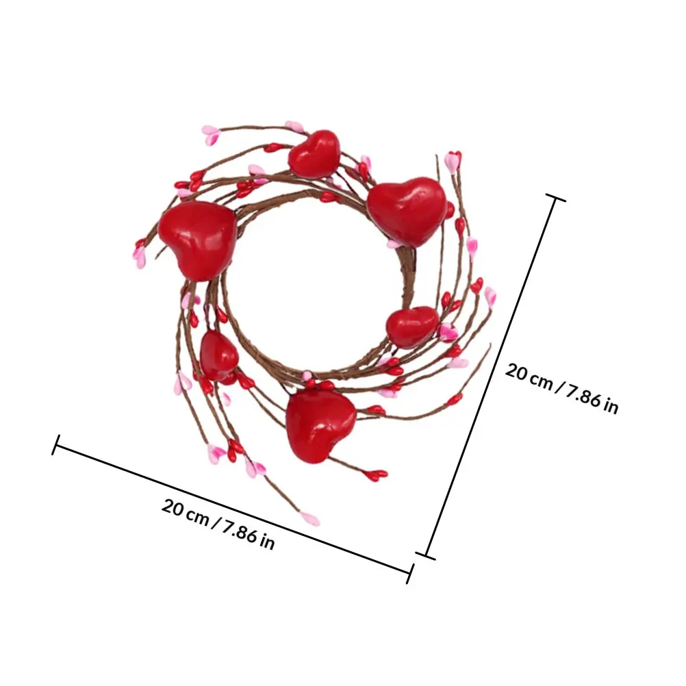 2Pcs Red Berry Rings Elegant Heart Design Holiday Holder for Valentine's Day Romantic Dinner Home Decor Christmas