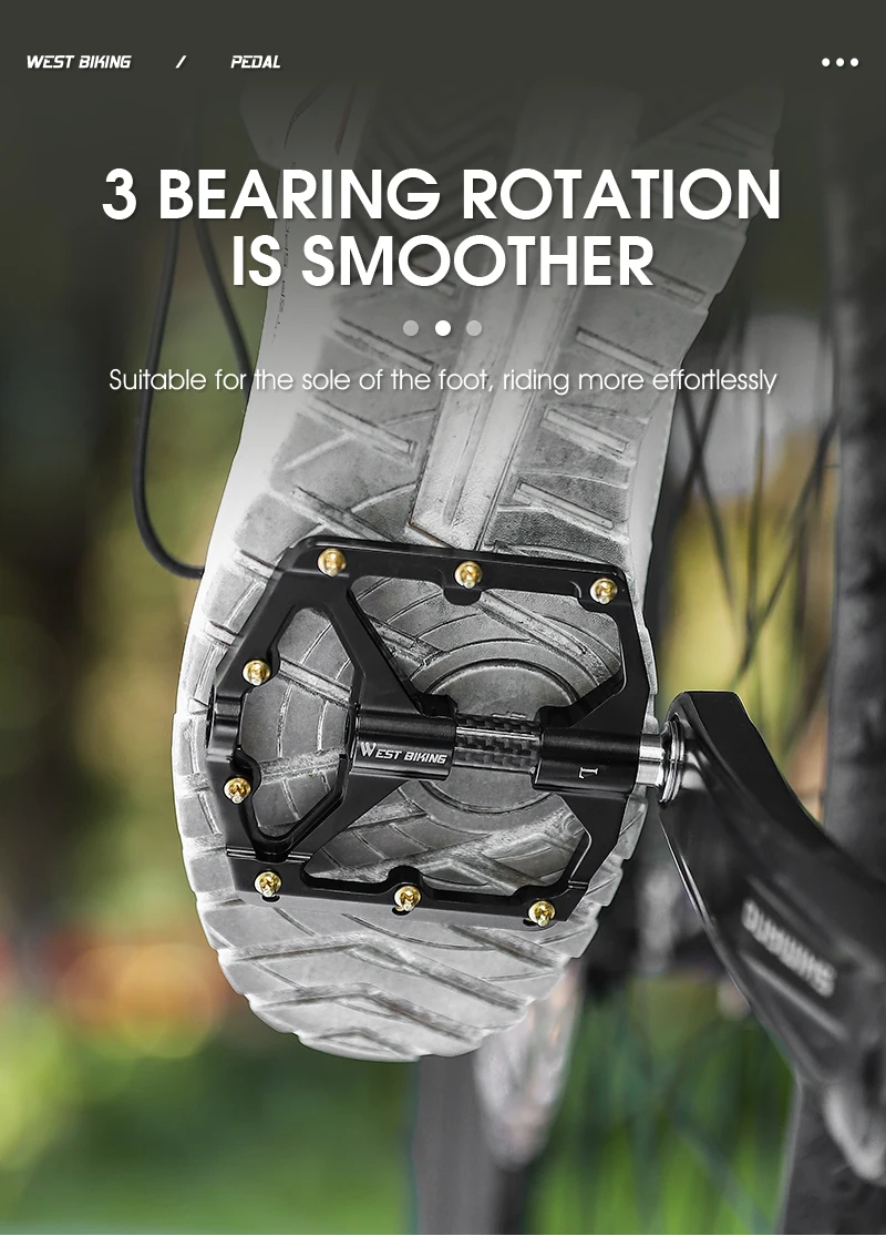WEST BIKING Fahrradpedale mit drei Lagern, MTB- und Rennradpedale aus Aluminiumlegierung, rutschfest, universelles Fahrradzubehör – Detail 9