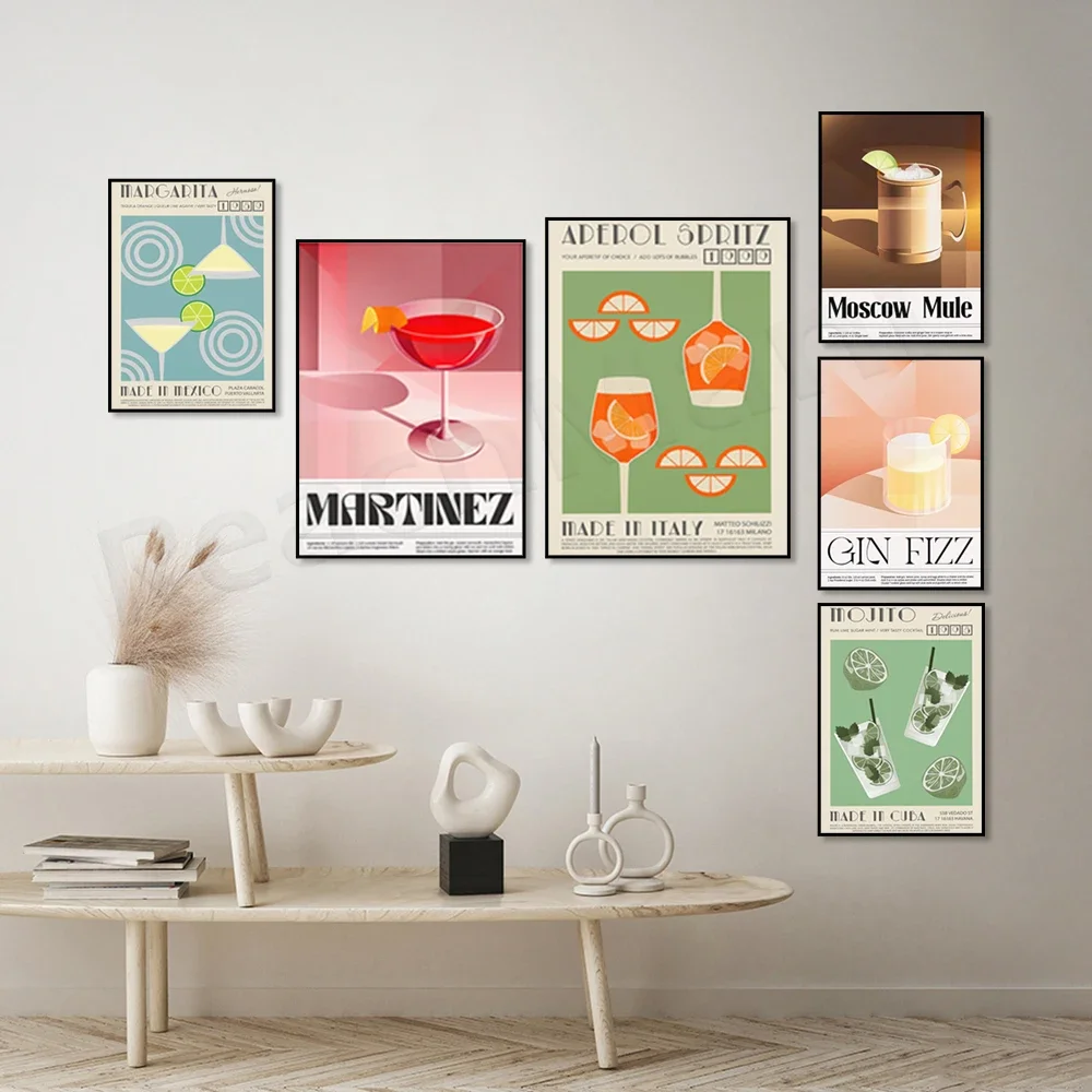 طباعة كوكتيل، مارغريتا، جين، موهيتو، طباعة ملصق البغل في موسكو، ملصق كوكتيل، فن البار، ديكور بار المنزل